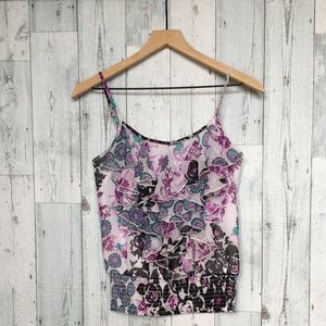 $1 Floral ruffle camisole smoked-waist Size S